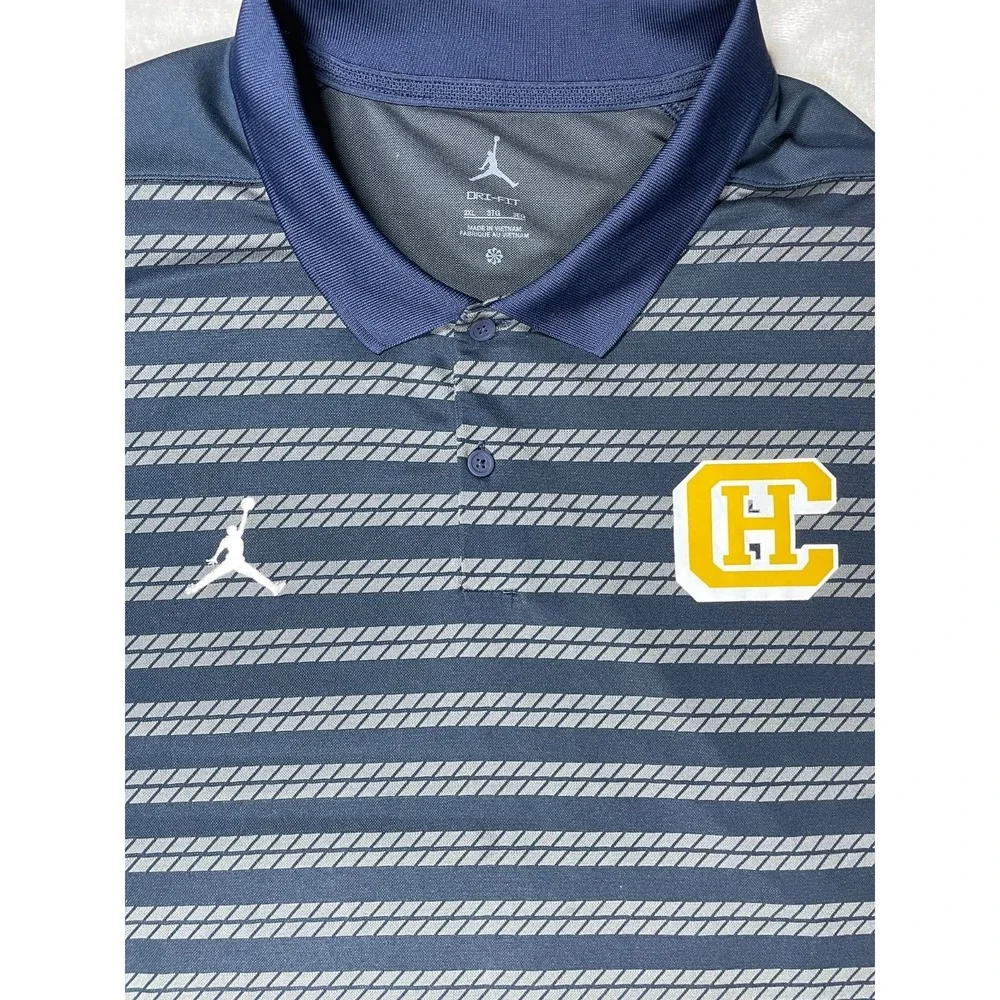 Jordan Dri-FIT Campbell Hall Mens 3XL Blue Polo Shirt Basketball Athletic School